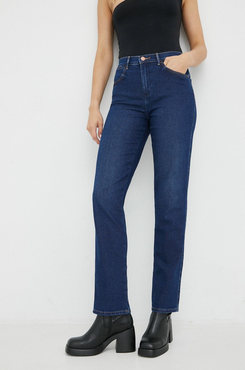 Wrangler jeansy Straight Dream Blue damskie high waist