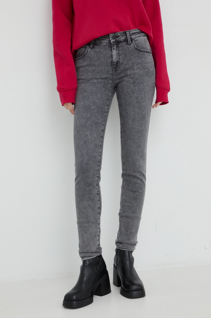 Džíny Wrangler Skinny Cosmo dámské, medium waist - šedá -  62% Bavlna