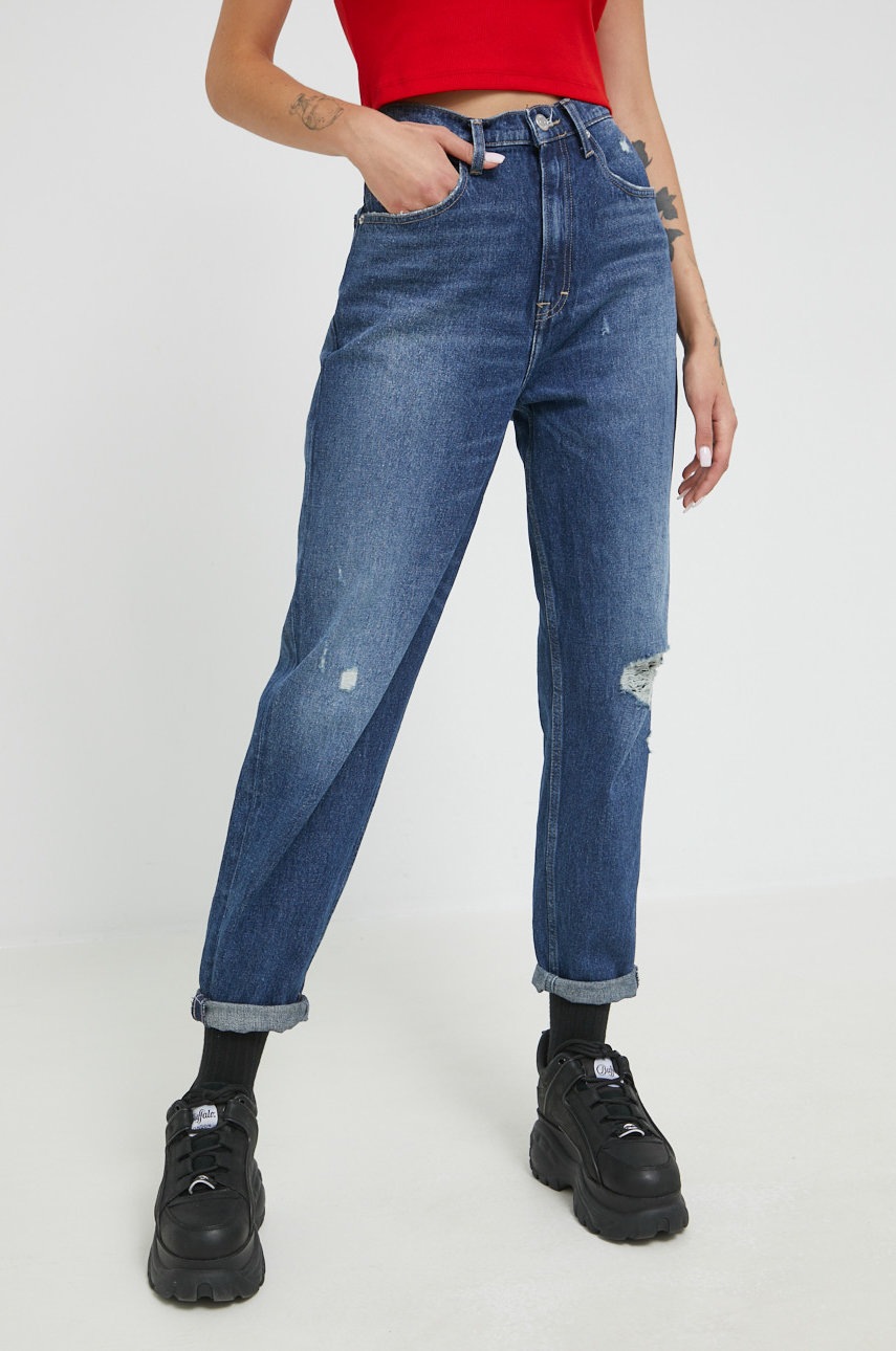 

Дънки Tommy Jeans в с висока талия, Тъмносин