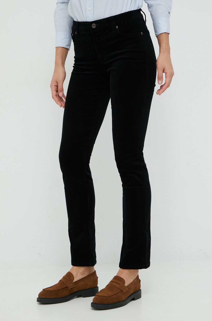 Lauren Ralph Lauren dámské, černá barva, jednoduché, medium waist - černá -  98% Bavlna