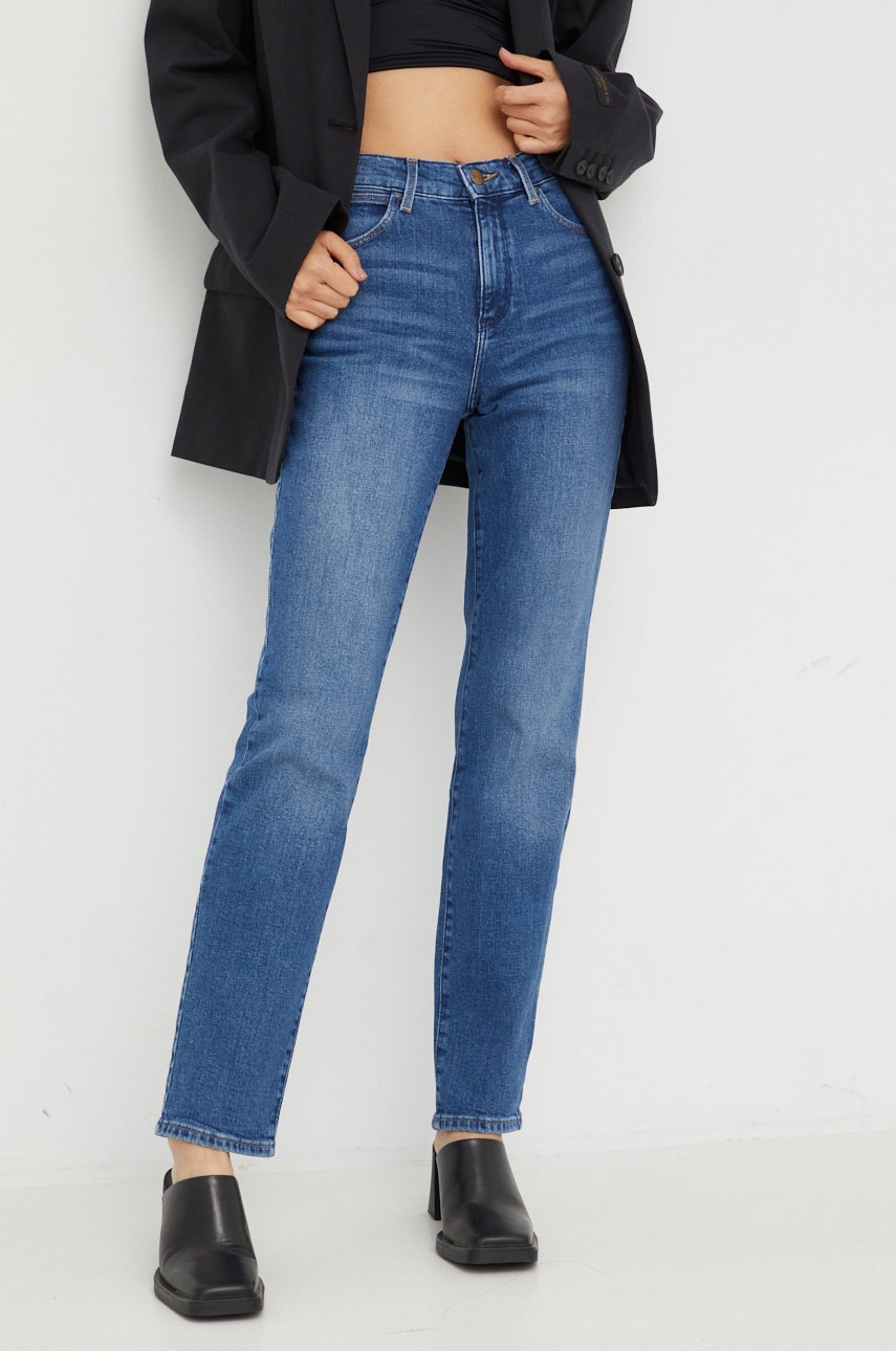 

Дънки Wrangler Straight Airblue в с висока талия, Тъмносин