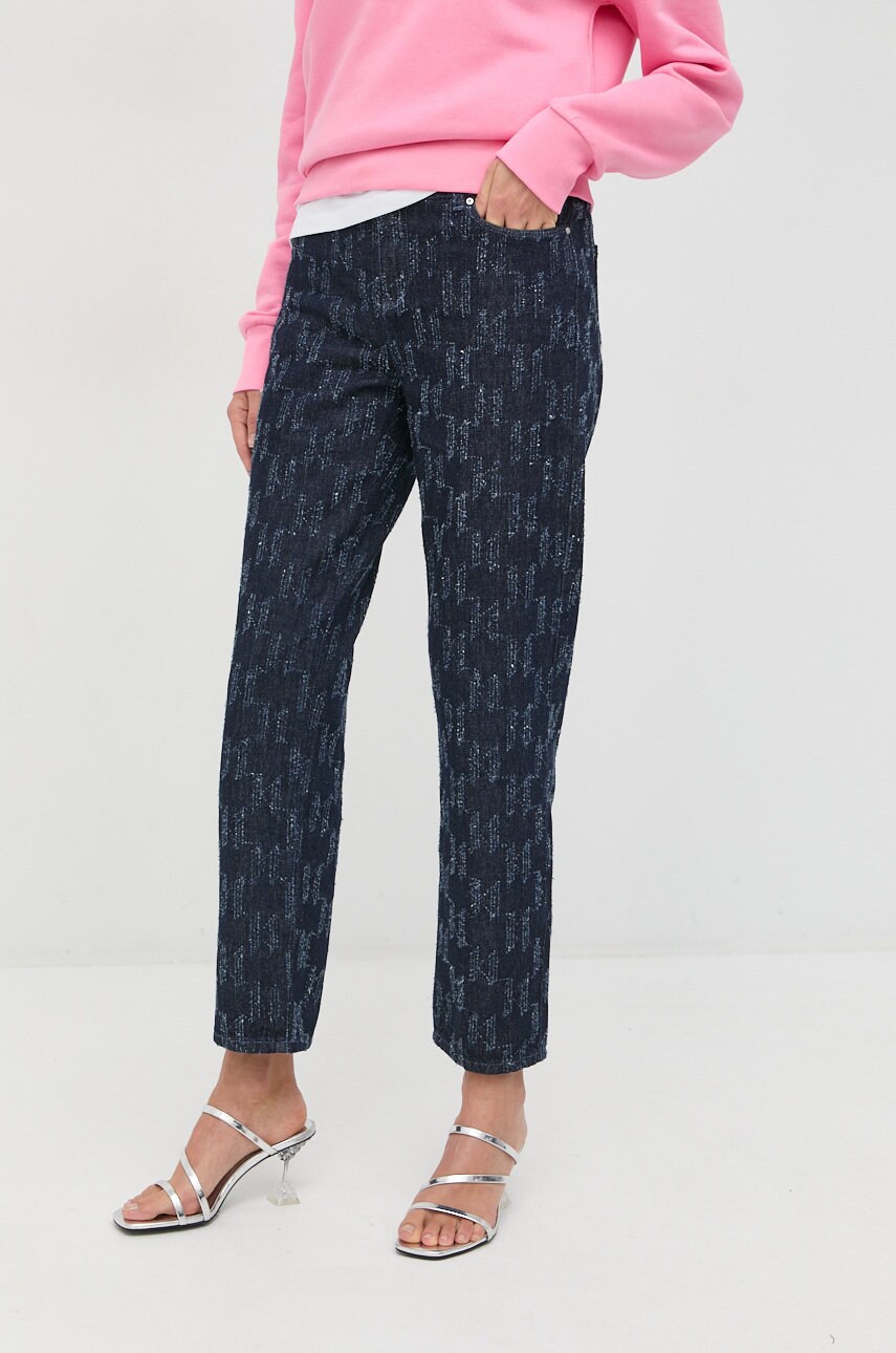 Karl lagerfeld jeansi femei, culoarea albastru marin, high waist
