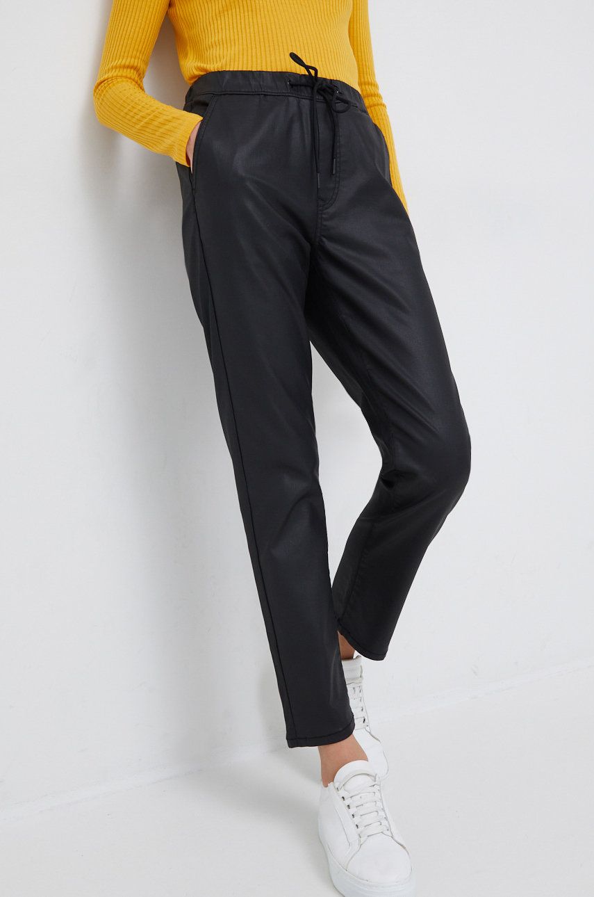Pepe Jeans pantaloni femei, culoarea negru, drept, high waist Pret Mic answear.ro imagine noua gjx.ro