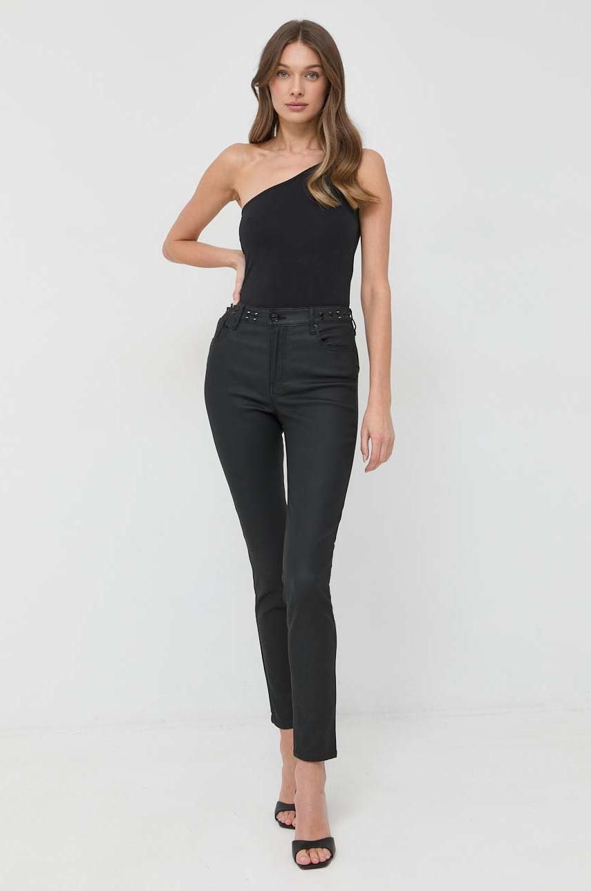 

Панталони Armani Exchange в с висока талия, Черен