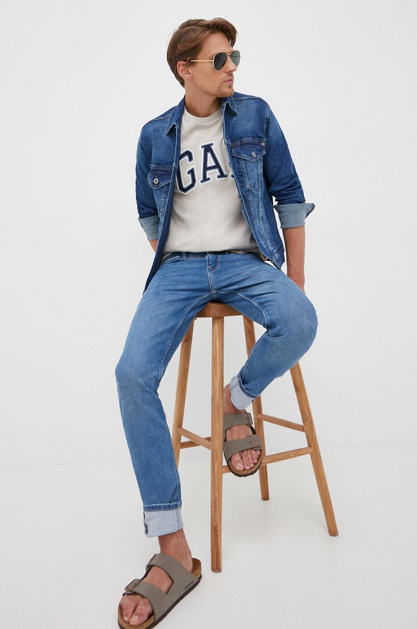 Džínová bunda Pepe Jeans pánská, přechodná - modrá -  98% Bavlna