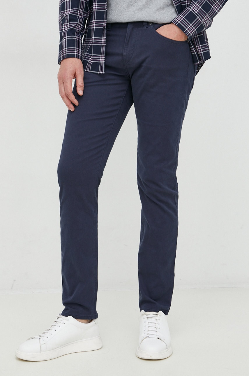 Boss pantaloni barbati, culoarea albastru marin, cu fason chinos