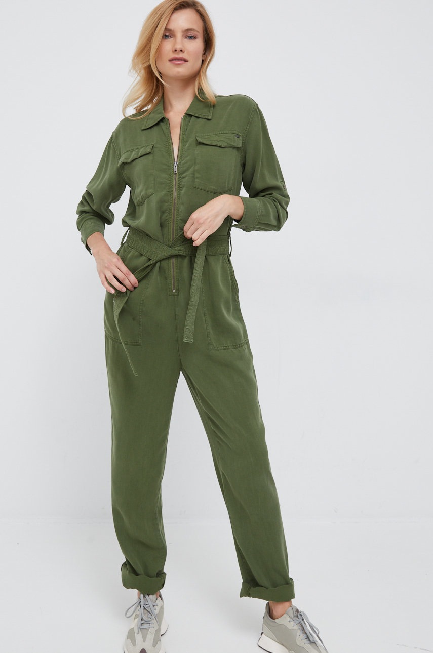 

Гащеризон Pepe Jeans в зелено с яка тип peter pan, Зелен