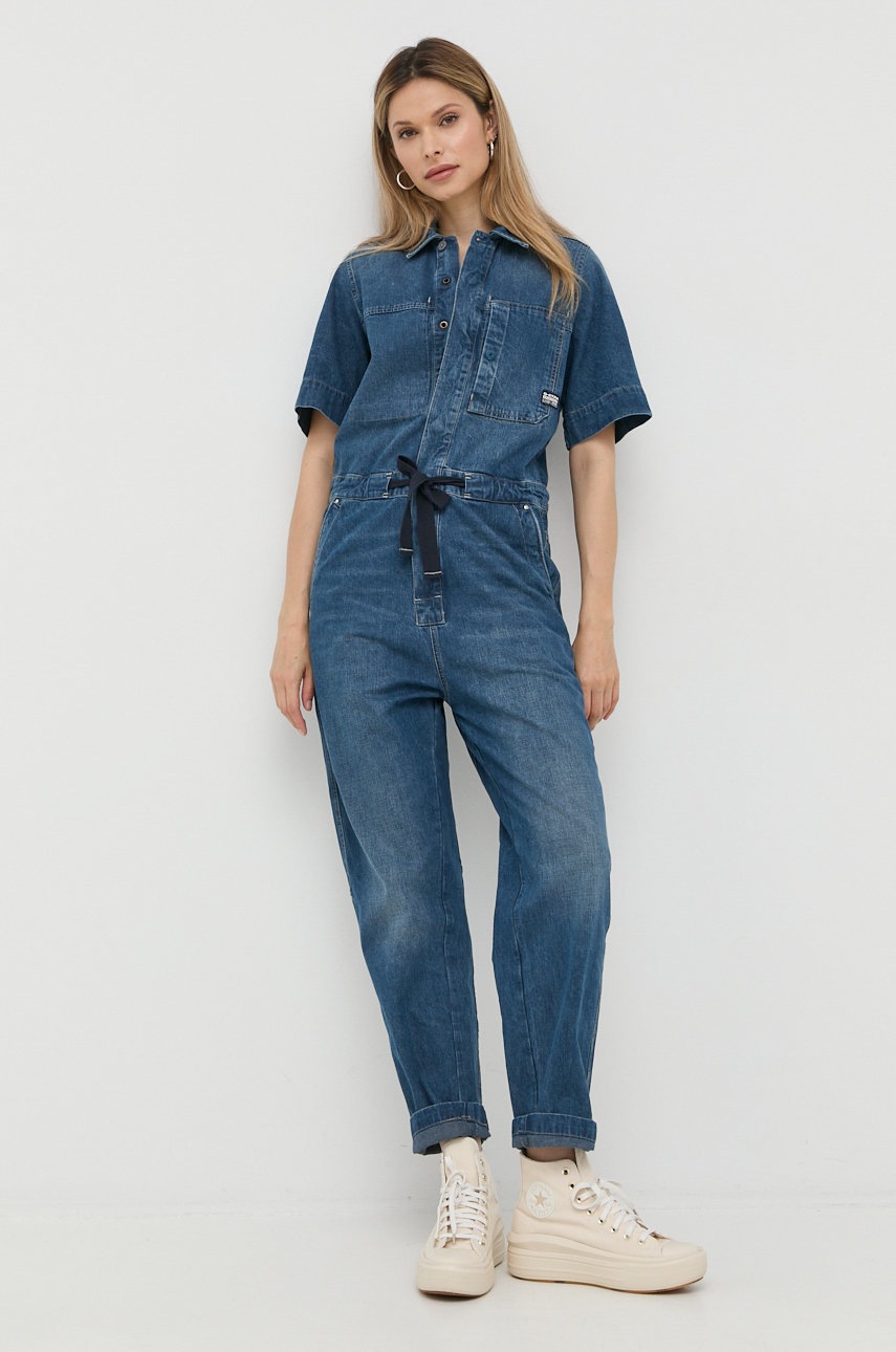 

Джинсовый комбинезон G-Star Raw хлопковый с воротником