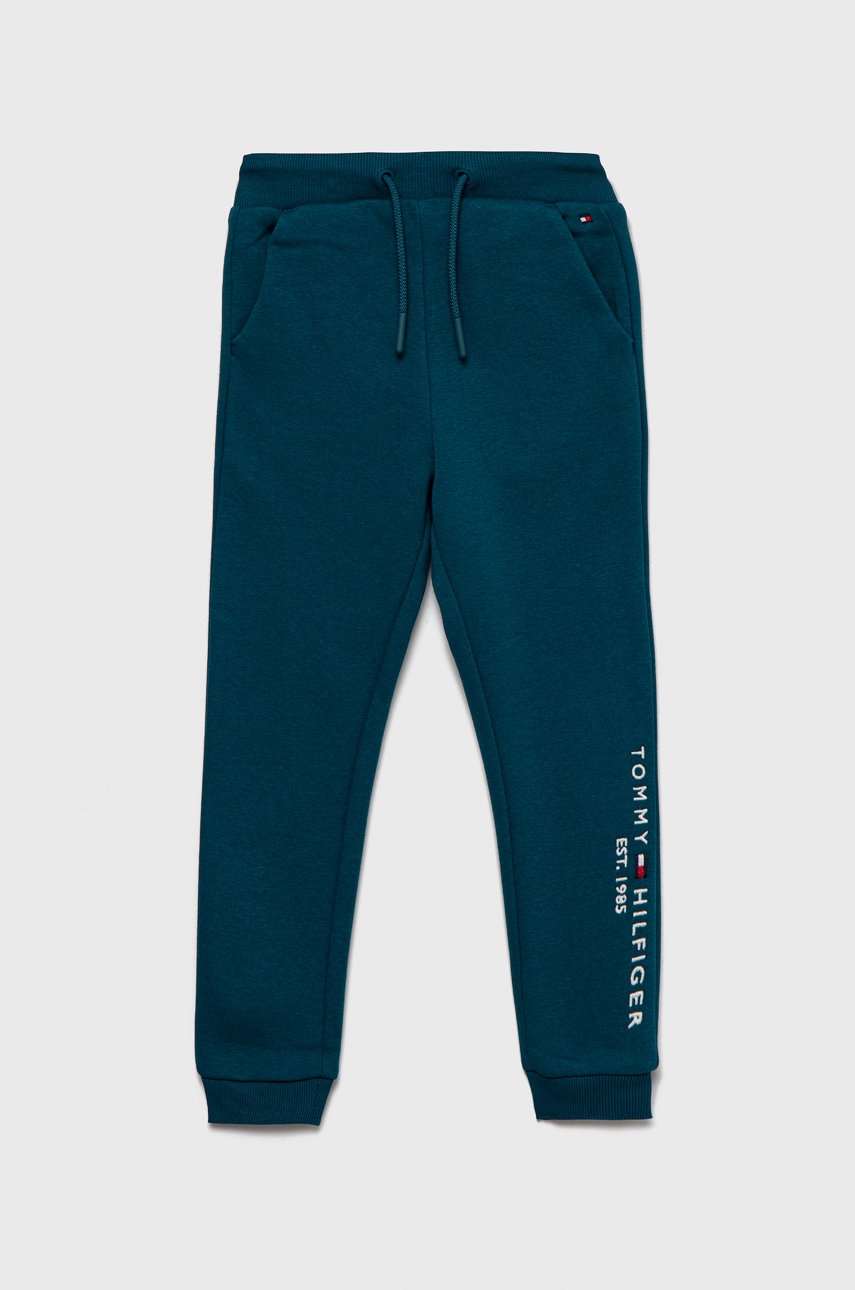

Детски спортен панталон Tommy Hilfiger в зелено с изчистен дизайн, Зелен