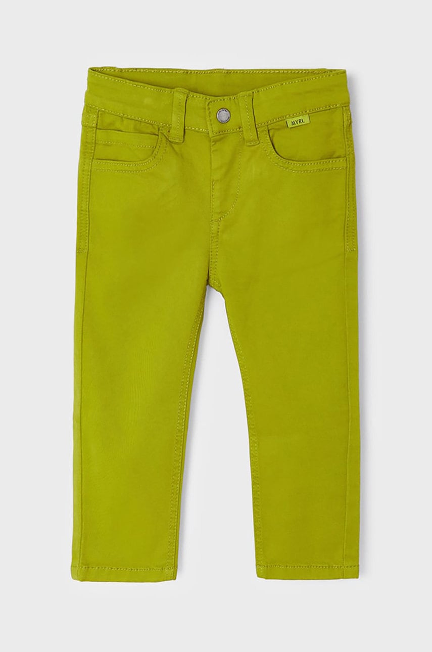 Дитячі штани Mayoral колір зелений однотонні Дитячі штани Mayoral колір зелений однотонні
