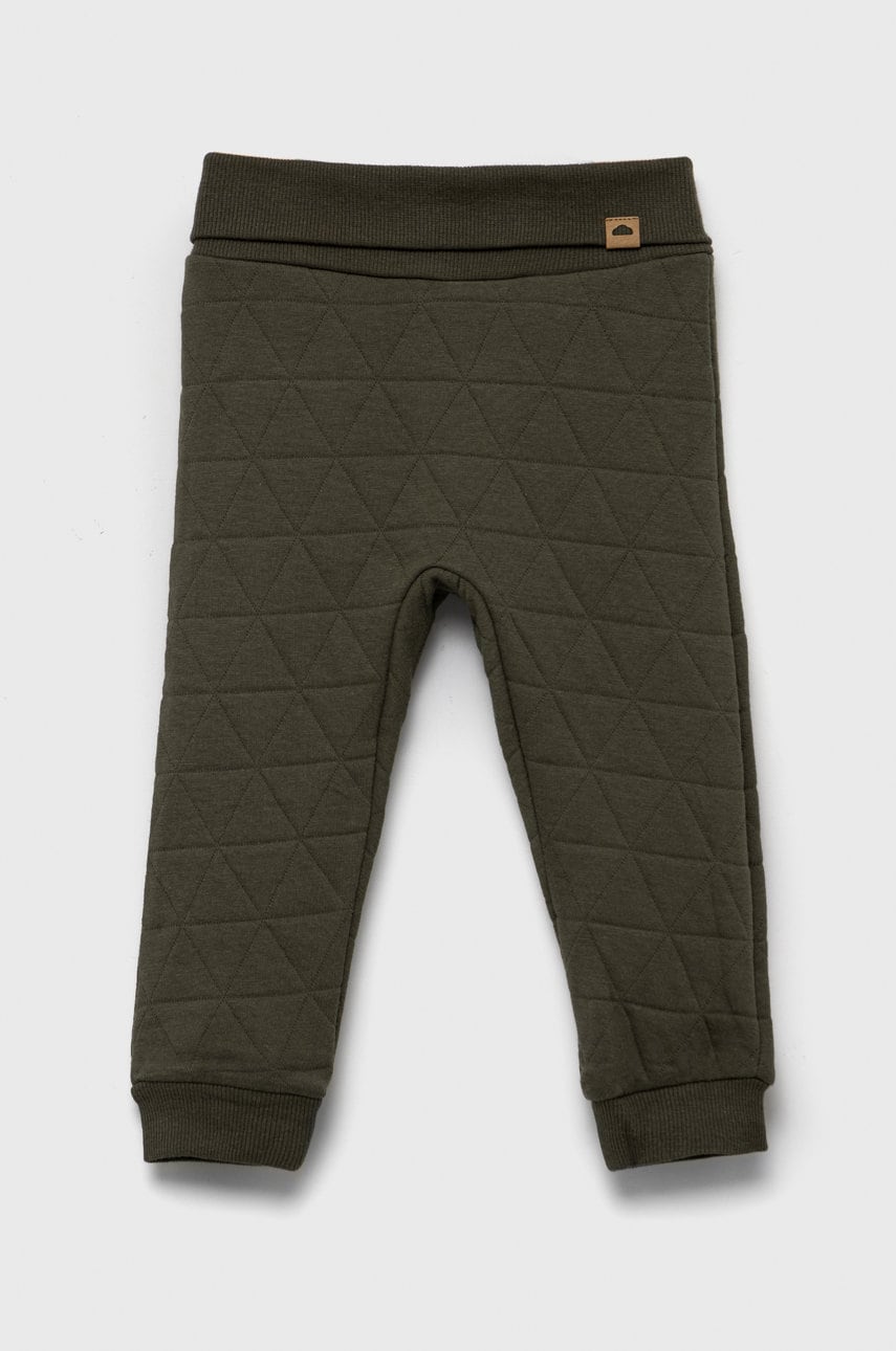 Name It pantaloni de trening din bumbac pentru copii culoarea verde, neted