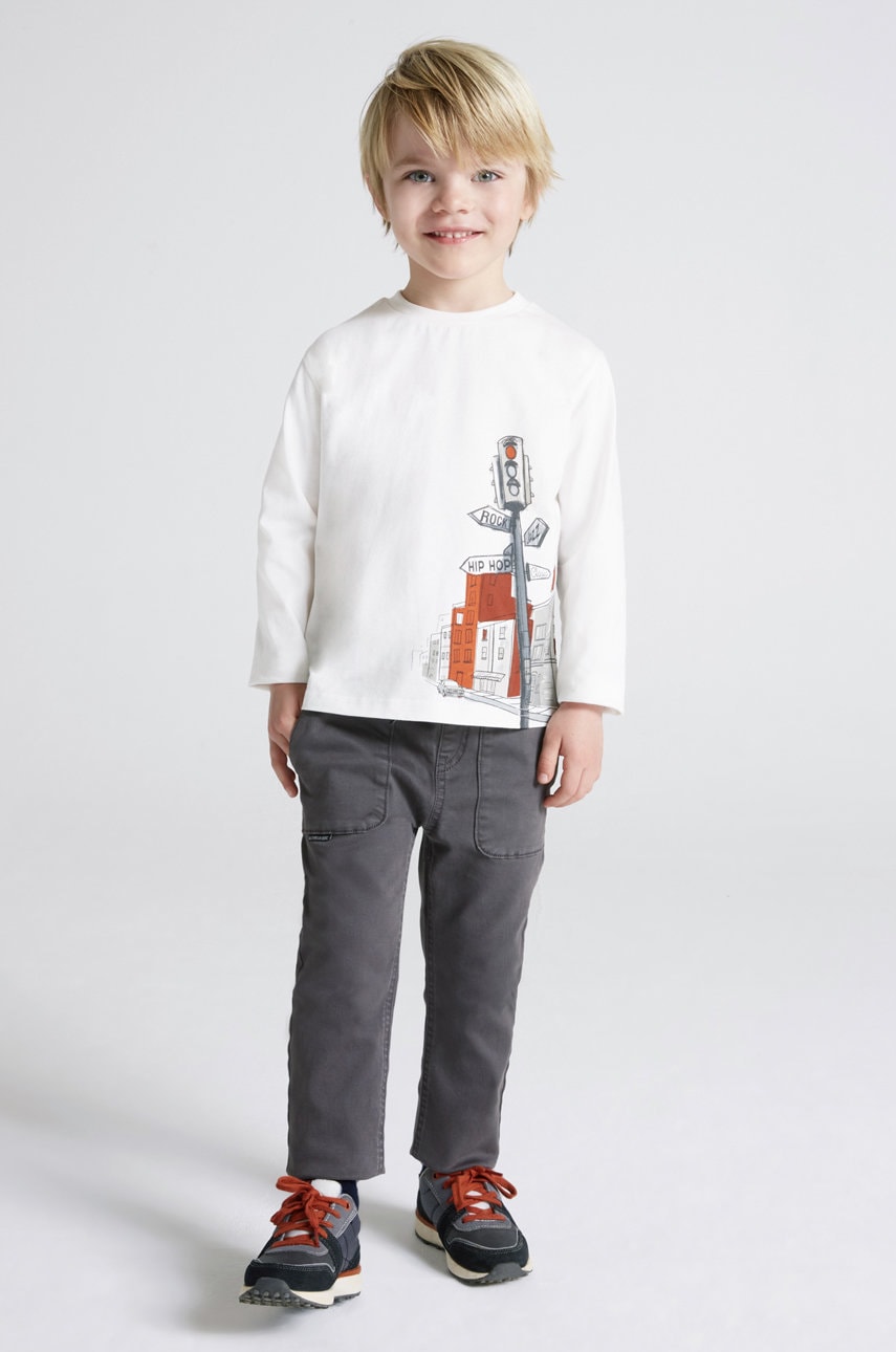 Дитячі штани Mayoral колір сірий однотонні Дитячі штани Mayoral колір сірий однотонні