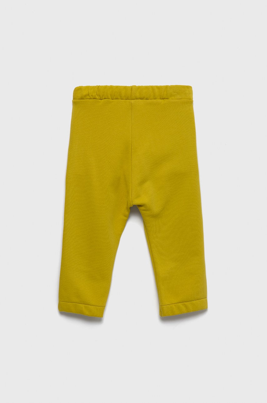 

Детские хлопковые штаны United Colors of Benetton цвет зелёный однотонные