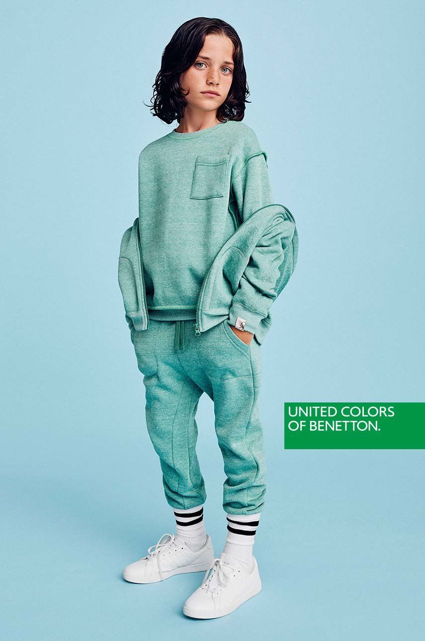 United Colors of Benetton pantaloni de trening pentru copii culoarea verde, melanj