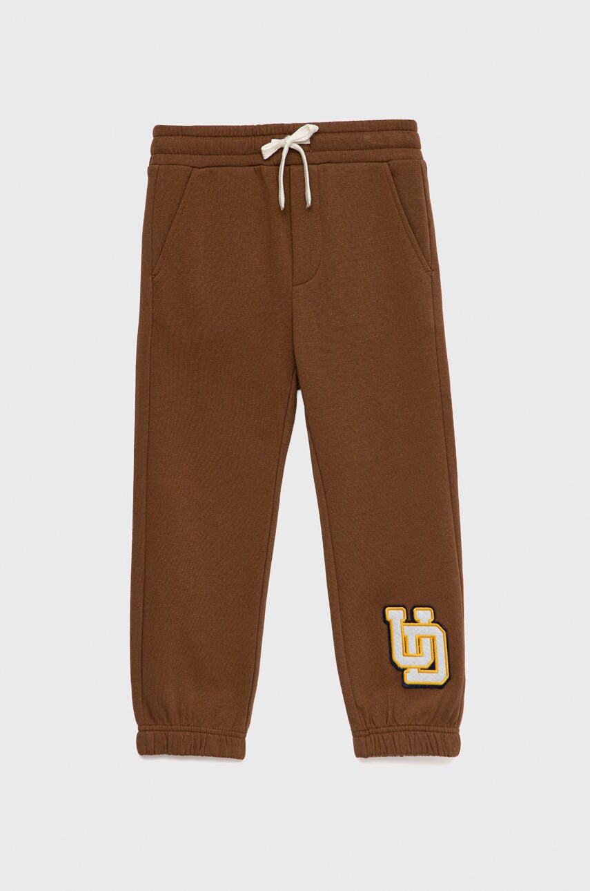 United Colors Of Benetton pantaloni de trening pentru copii culoarea maro, neted
