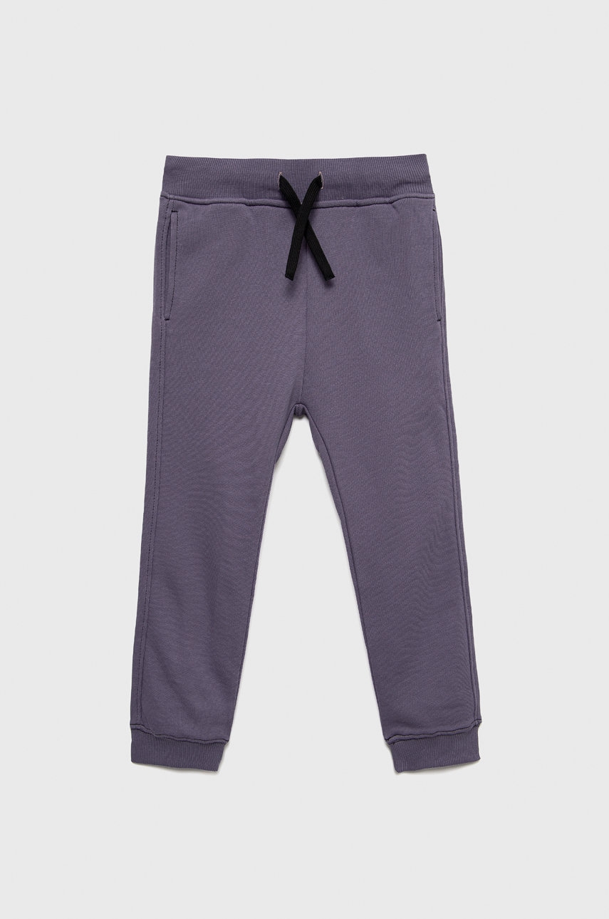 Sisley pantaloni de trening din bumbac pentru copii culoarea violet, neted