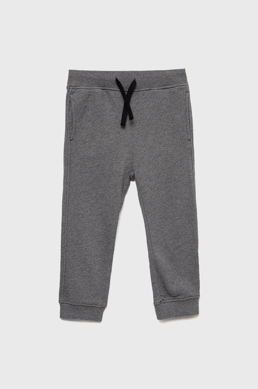 Дитячі бавовняні штани Sisley колір сірий однотонні Дитячі бавовняні штани Sisley колір сірий однотонні