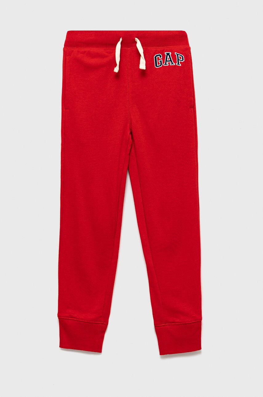 GAP pantaloni de trening pentru copii culoarea rosu, cu imprimeu
