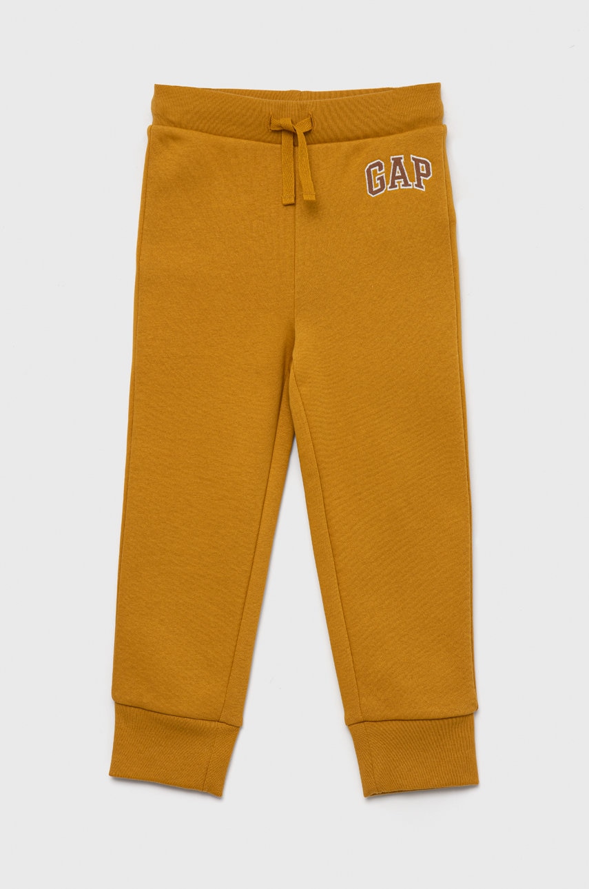 Gap pantaloni de trening pentru copii culoarea galben, neted