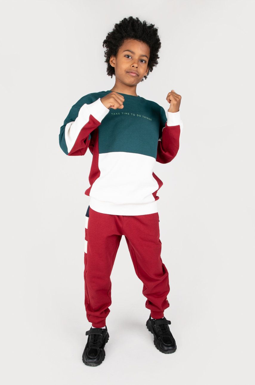 Coccodrillo spodnie dresowe bawełniane dziecięce kolor bordowy z aplikacją