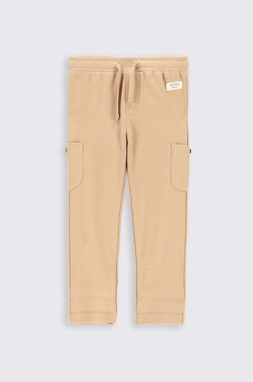 Dětské bavlněné kalhoty Coccodrillo béžová barva, hladké - béžová -  100% Bavlna