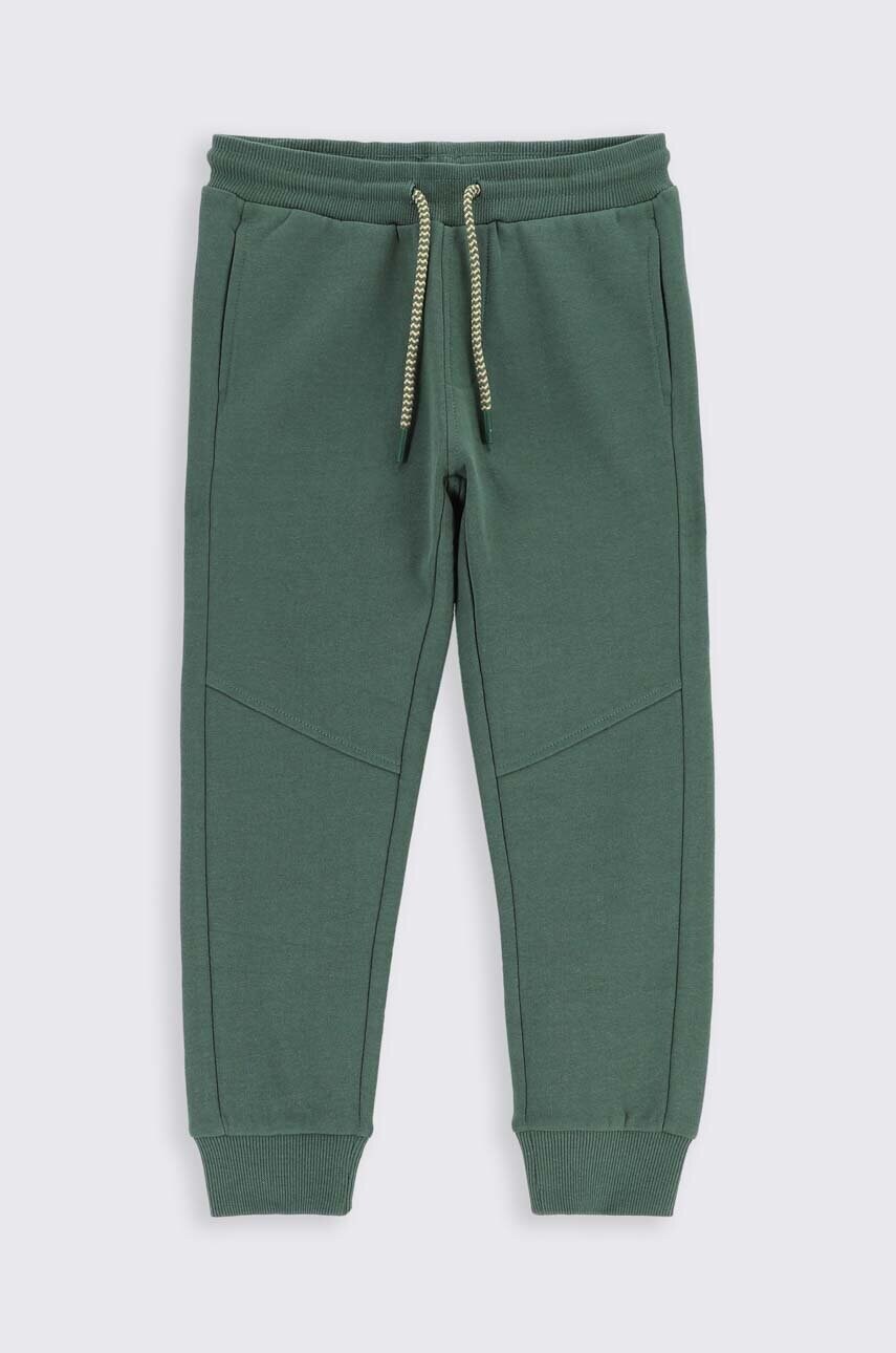 Coccodrillo pantaloni de trening din bumbac pentru copii culoarea verde, neted