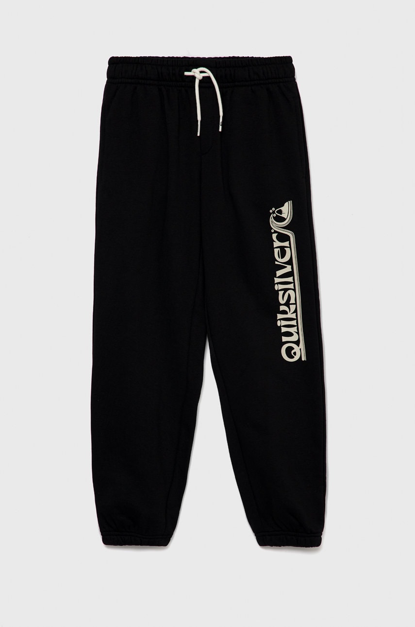 Quiksilver pantaloni de trening pentru copii culoarea negru, cu imprimeu