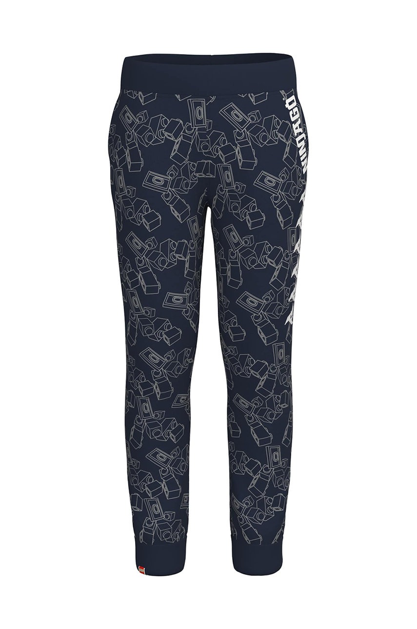 Детские хлопковые штаны Lego Wear цвет синий с узором Детские хлопковые штаны Lego Wear цвет синий с узором