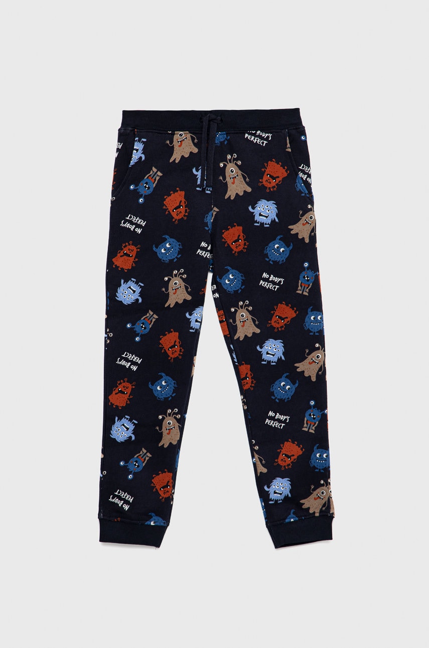 Name It pantaloni de trening din bumbac pentru copii culoarea albastru marin, modelator