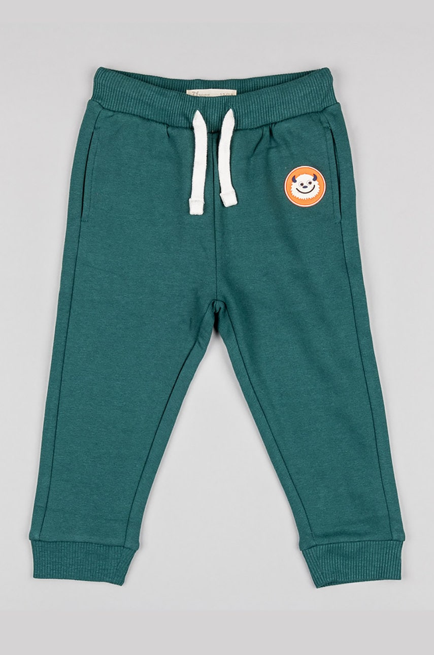 zippy pantaloni de trening pentru copii culoarea verde, cu imprimeu