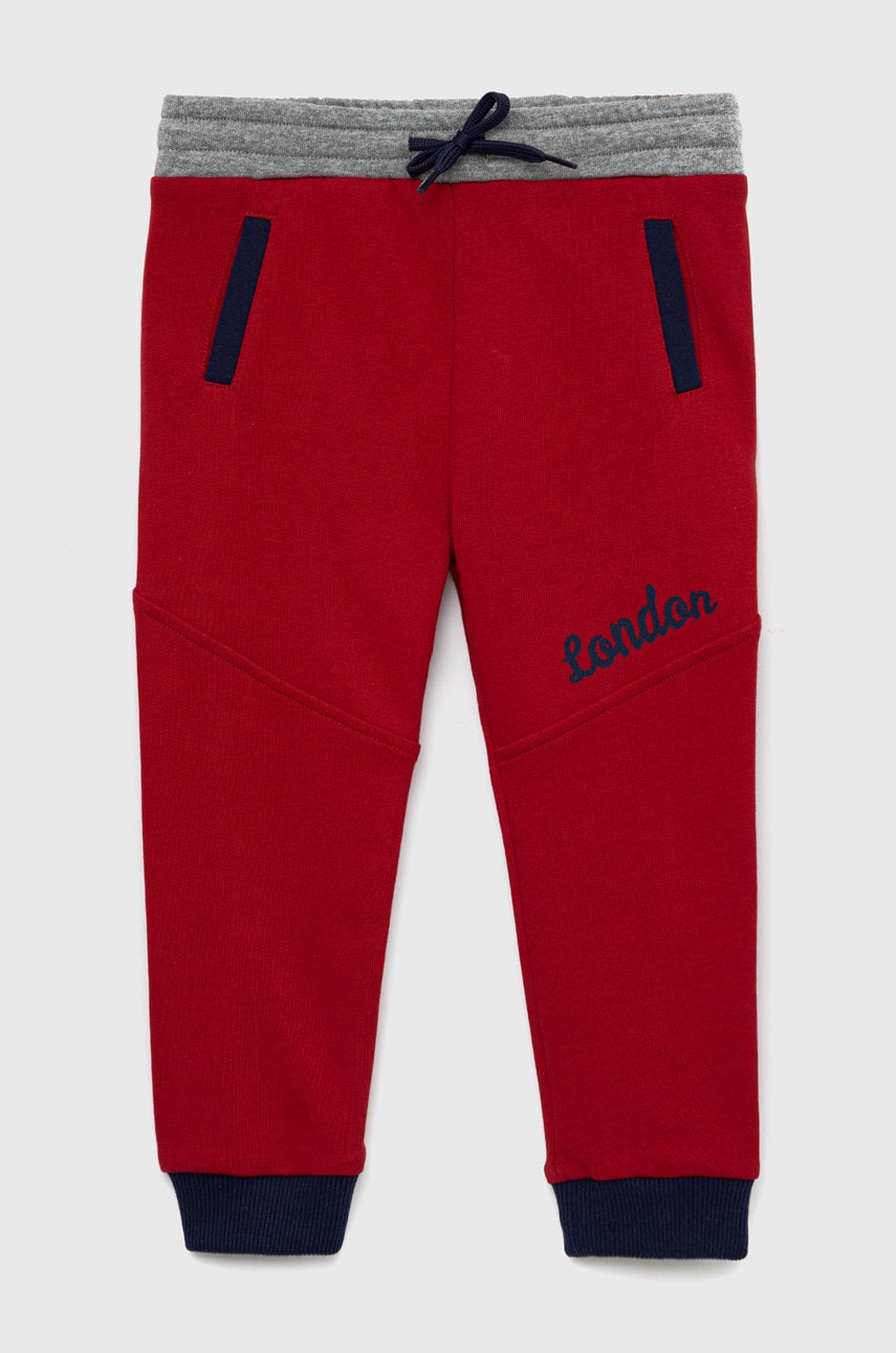 Birba&trybeyond pantaloni de trening pentru bebeluși culoarea rosu, neted