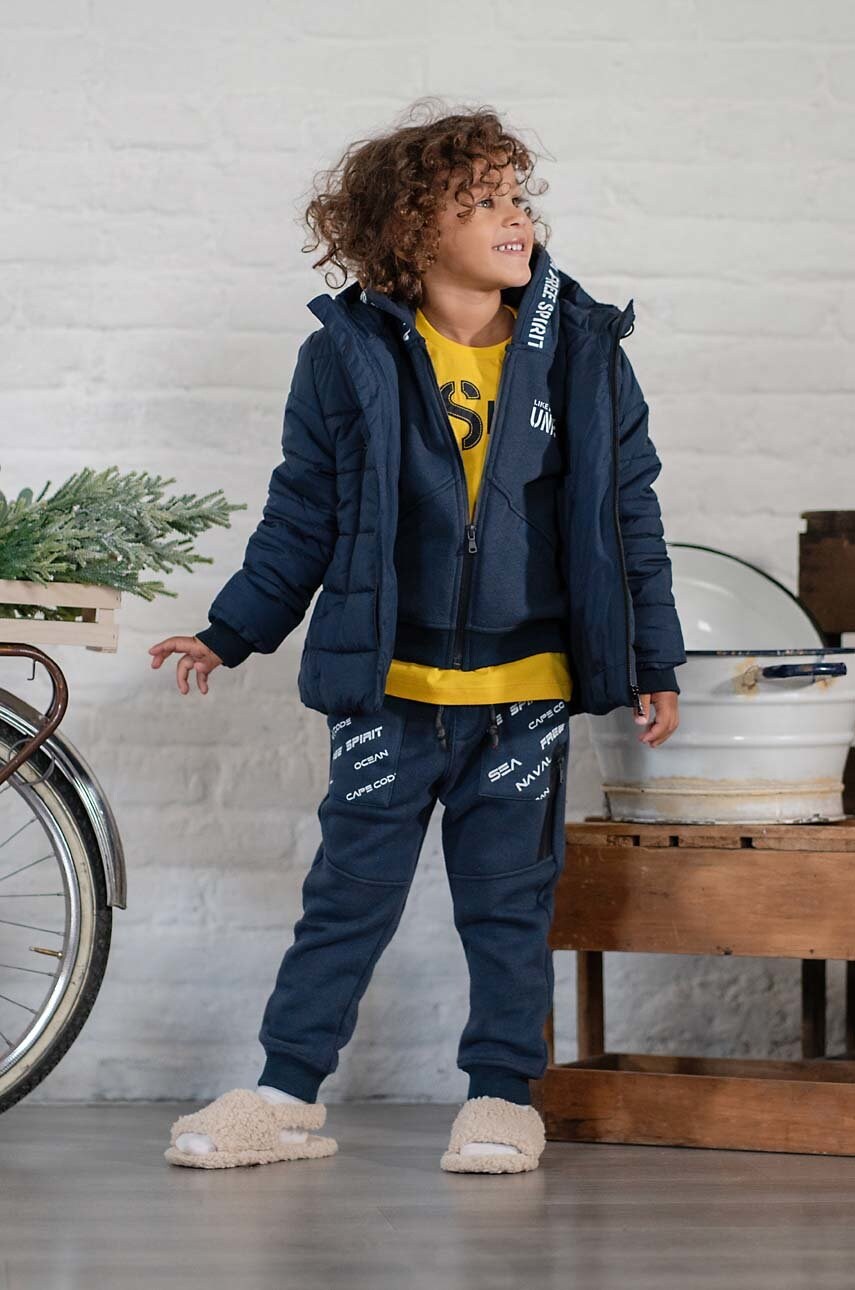 Birba&trybeyond pantaloni de trening pentru copii culoarea albastru marin, modelator