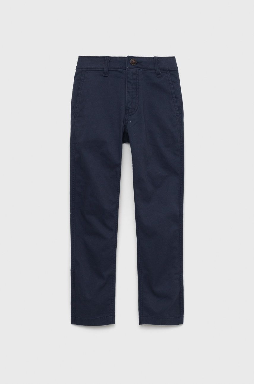 Abercrombie & Fitch pantaloni copii culoarea albastru marin, neted