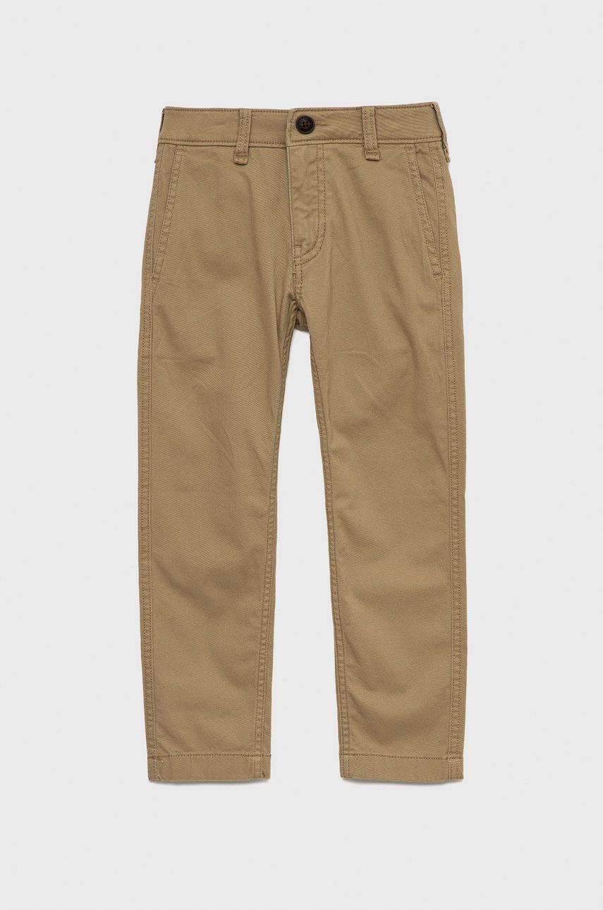 Abercrombie & fitch pantaloni copii culoarea maro, neted
