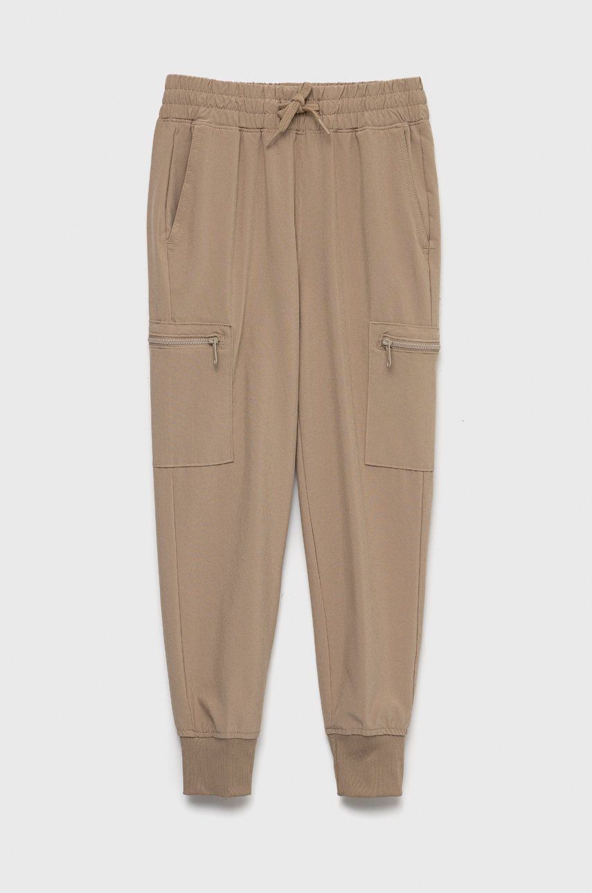 E-shop Dětské kalhoty Abercrombie & Fitch béžová barva, hladké