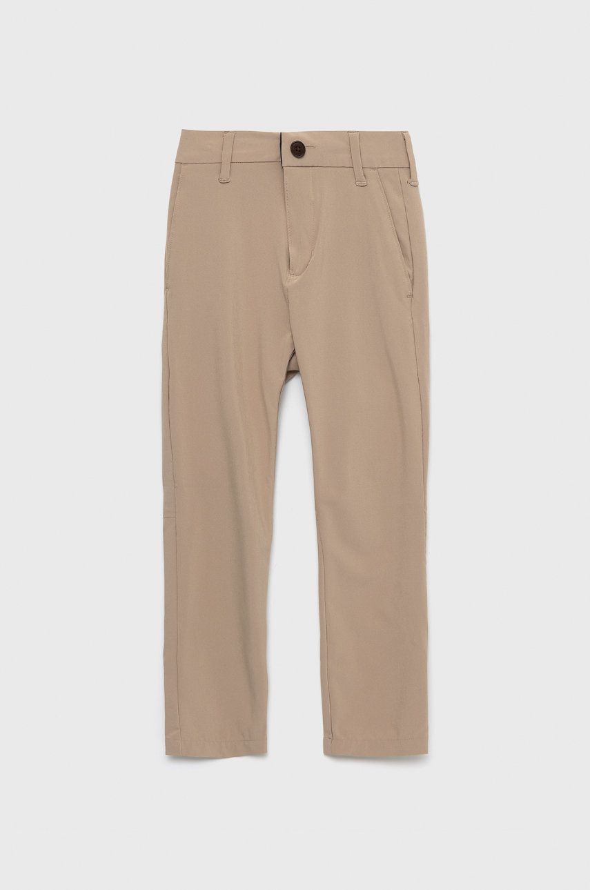 Dětské kalhoty Abercrombie & Fitch béžová barva, hladké - béžová -  89% Polyester