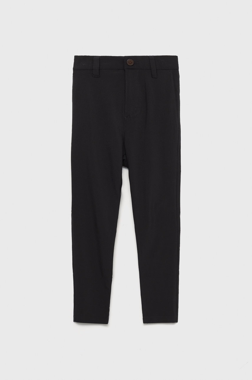 Abercrombie & Fitch pantaloni copii culoarea negru, neted