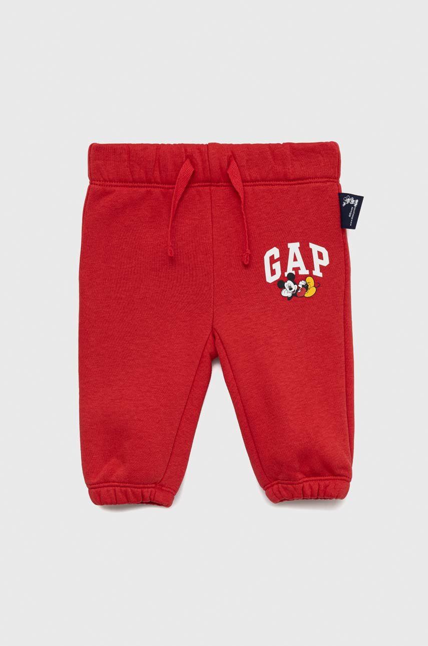 GAP pantaloni de trening pentru copii X Disney culoarea rosu, neted