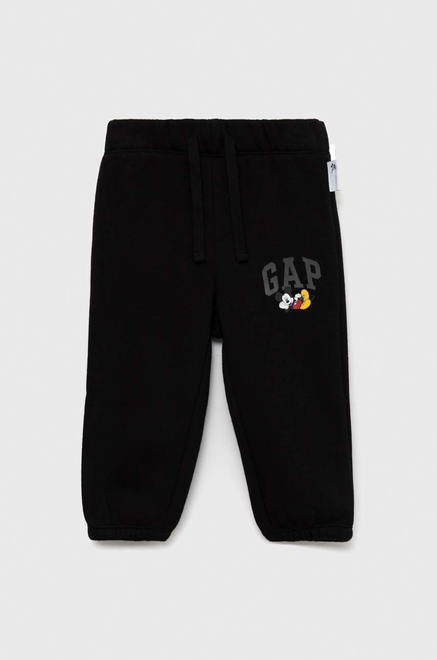 GAP spodnie dresowe dziecięce x Disney kolor czarny gładkie