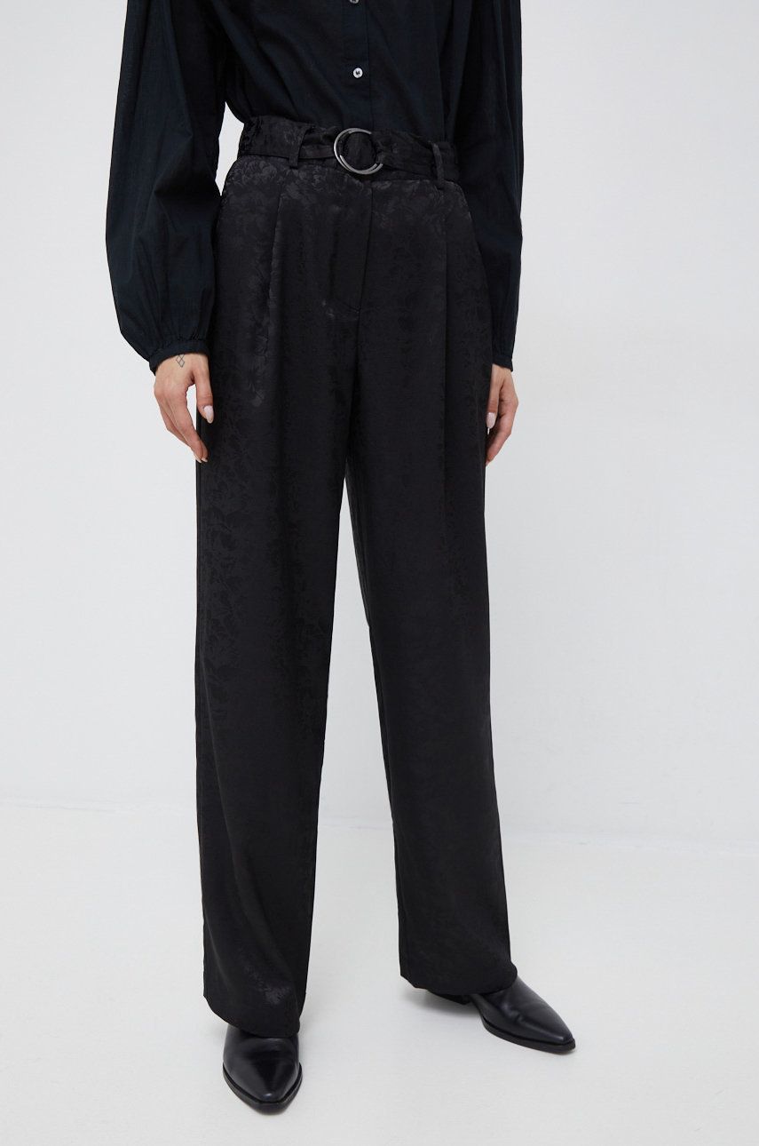 Y.A.S pantaloni femei, culoarea negru, lat, high waist answear.ro imagine noua