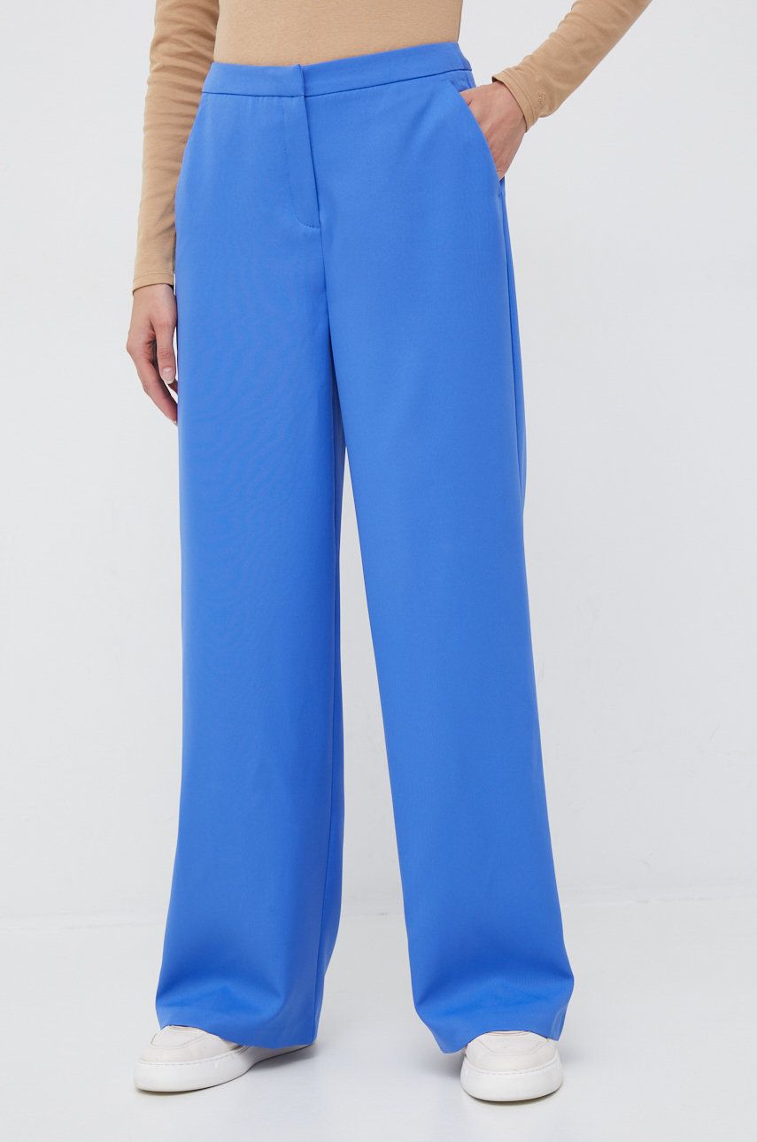 Kalhoty Vero Moda dámské, široké, high waist - modrá -  90% Polyester