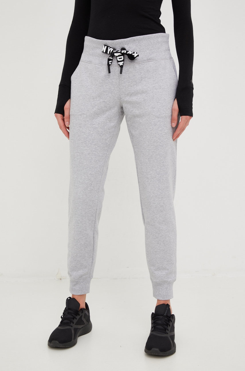 Dkny Pantaloni De Trening Femei, Culoarea Gri, Melanj