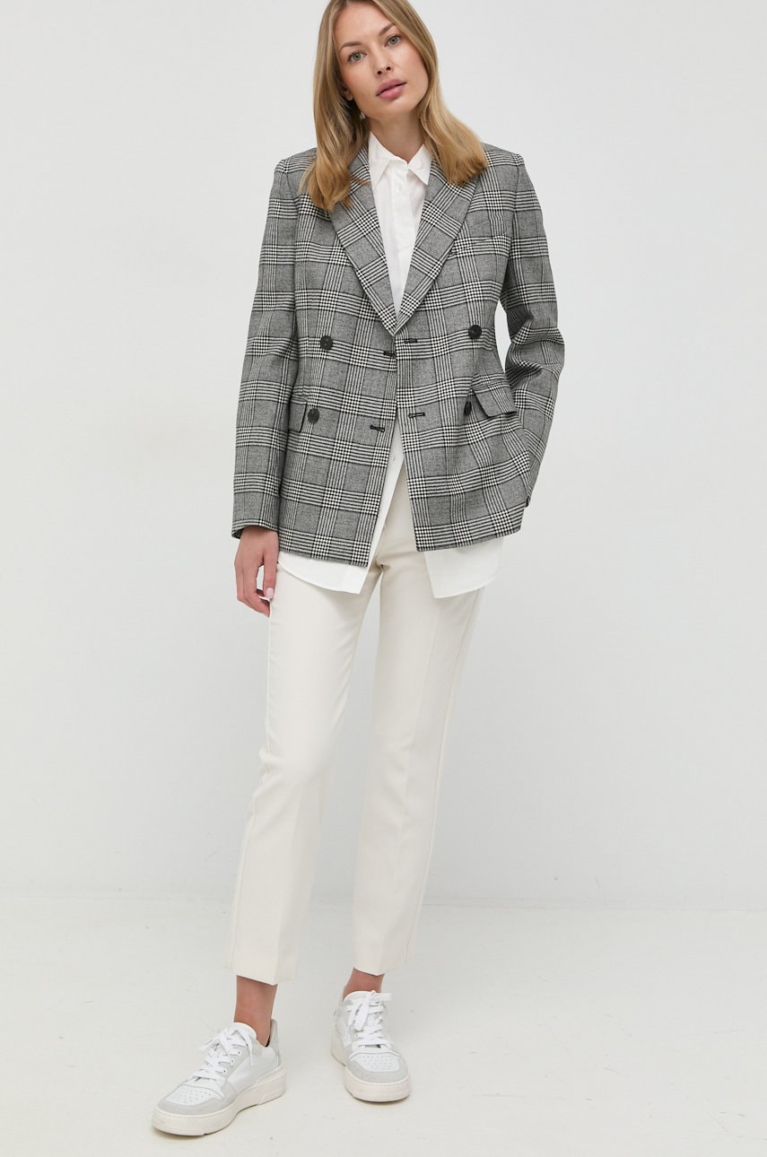 Weekend max mara pantaloni femei, culoarea bej, fason tigareta, high waist