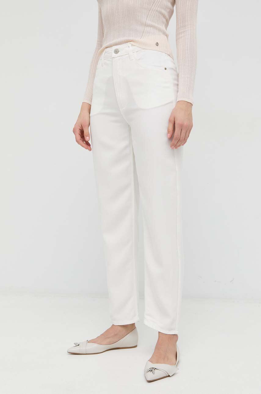 Kalhoty Guess dámské, béžová barva, jednoduché, high waist - béžová