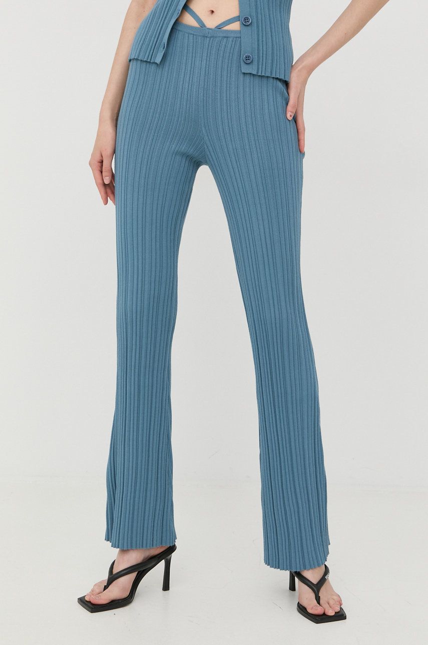 Kalhoty Guess dámské, přiléhavé, high waist - modrá -  58% Viskóza