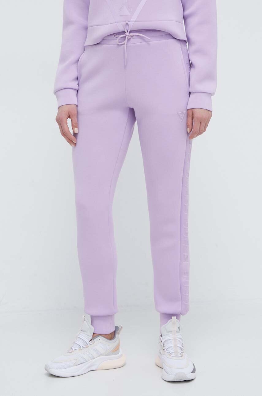 Levně Tepláky Guess ALLIE růžová barva, s potiskem, V2YB18 K7UW2