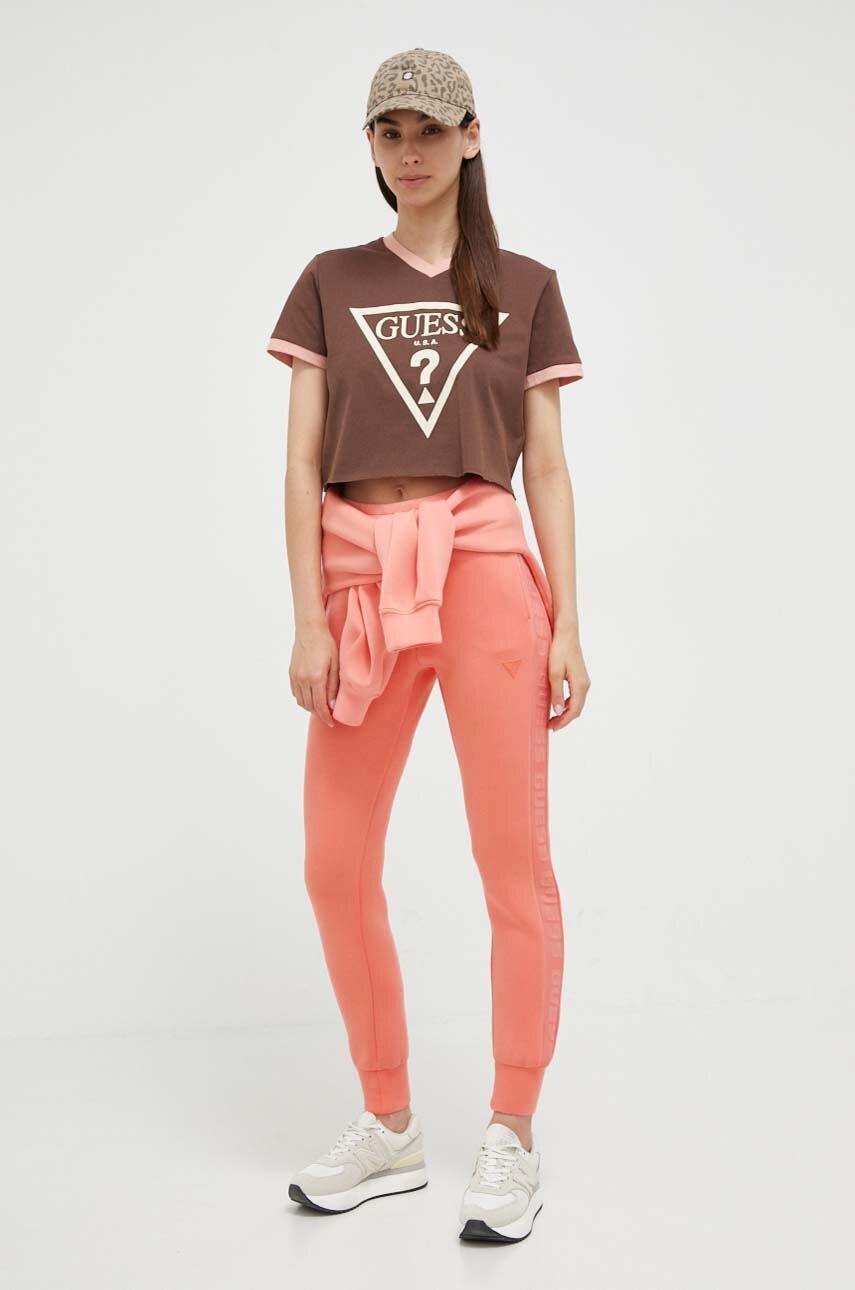 Παντελόνι φόρμας Guess ALLIE χρώμα: πορτοκαλί, V2YB18 K7UW2 φωτογραφία