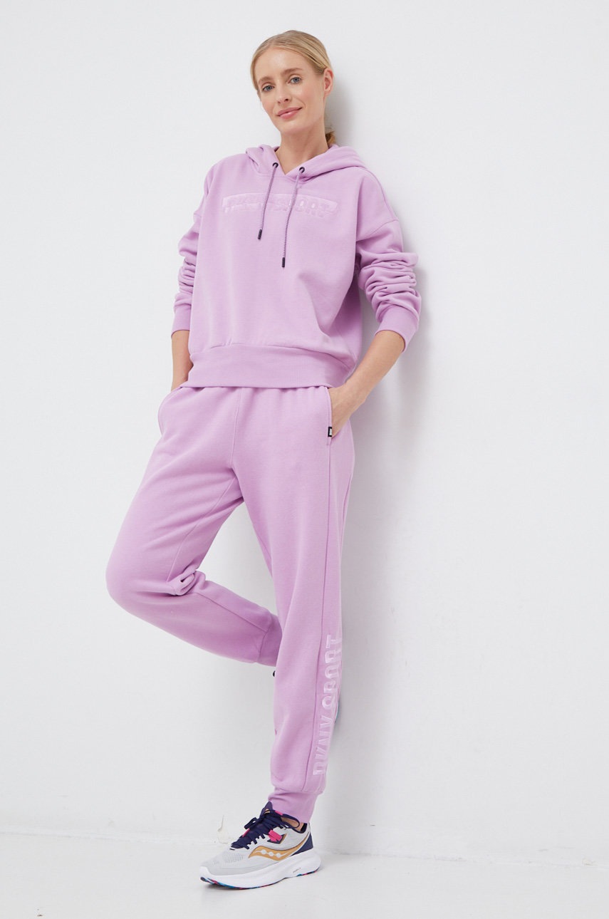 

Спортивные штаны Dkny женские цвет фиолетовый с аппликацией