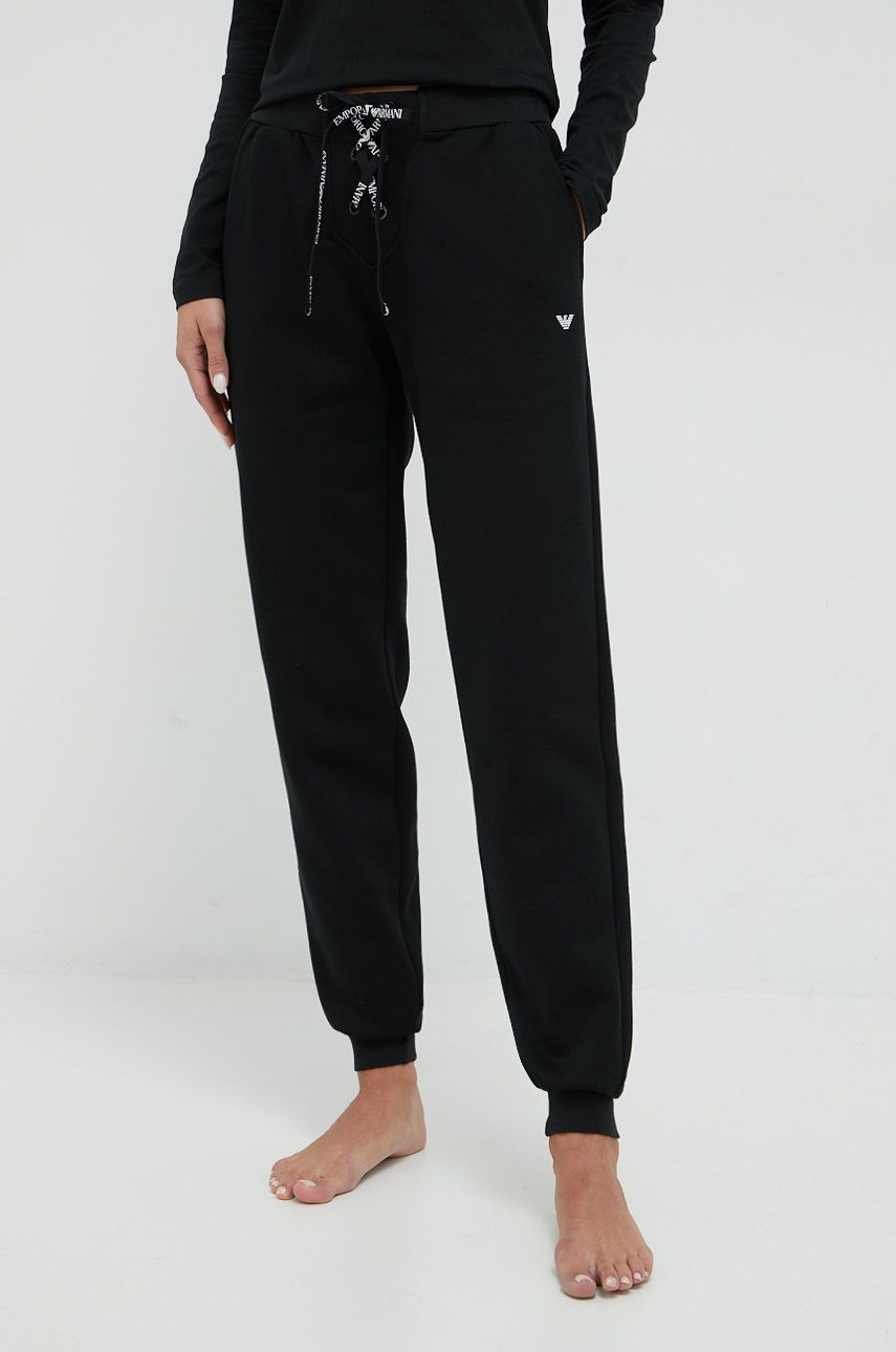 Emporio Armani Underwear spodnie dresowe damskie kolor czarny gładkie