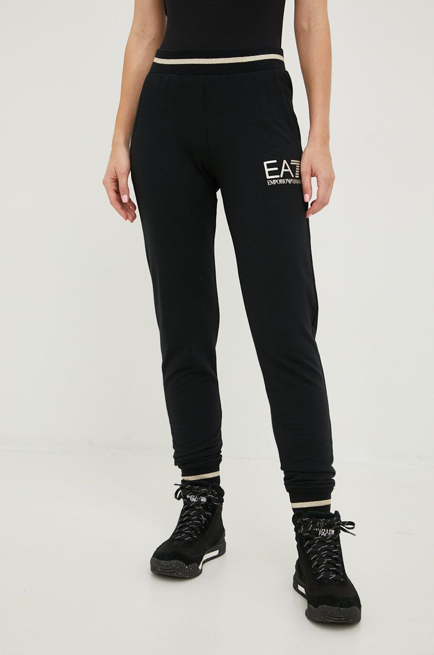 EA7 Emporio Armani pantaloni de trening femei, culoarea negru, modelator answear.ro imagine noua